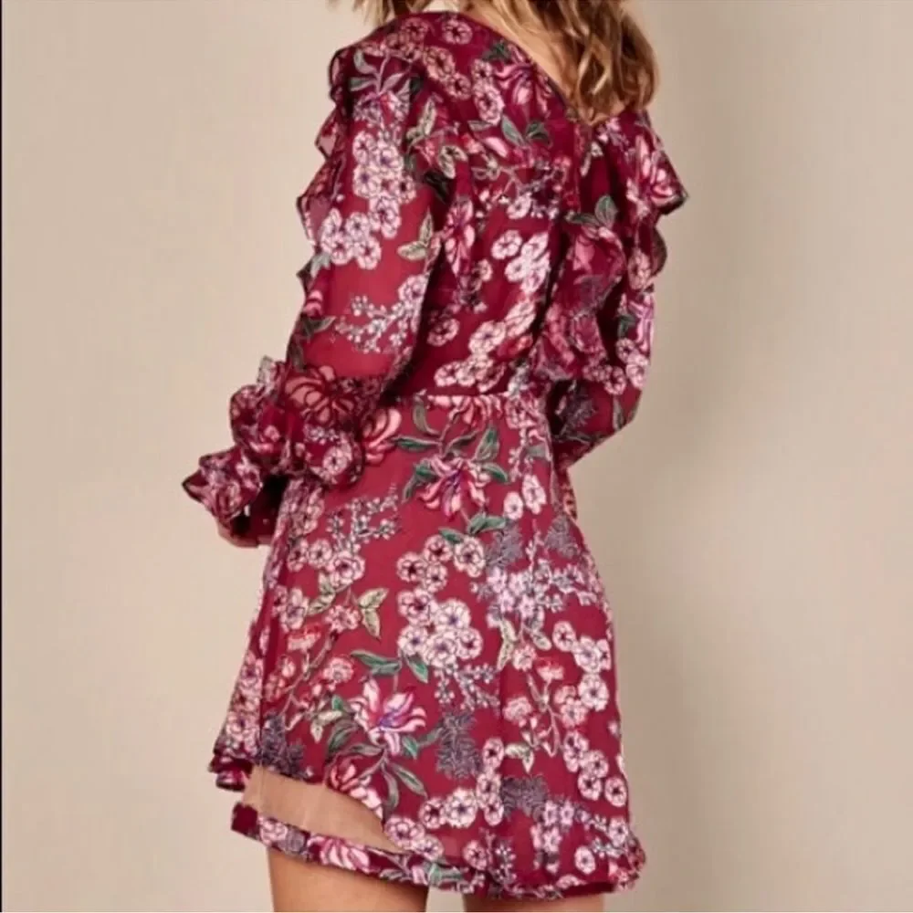 For Love and Lemons ruffle silk mini dress size small